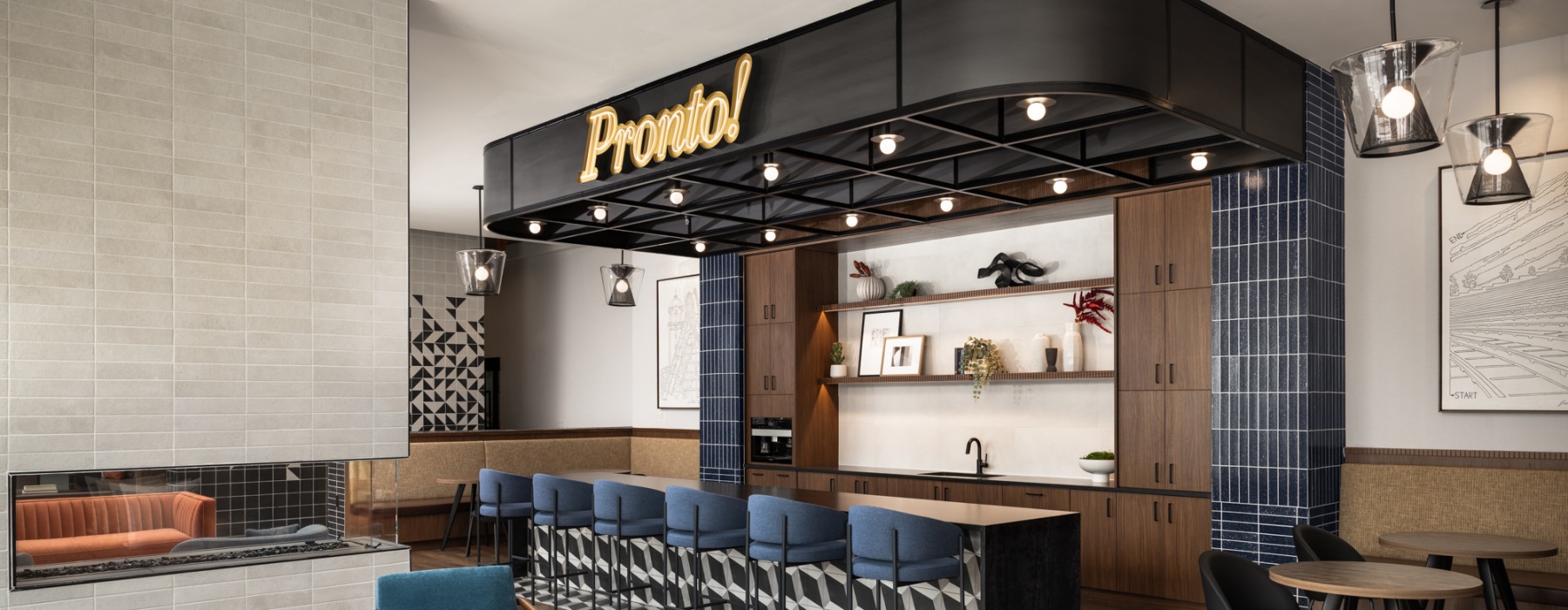 akin Tennyson lobby with bar and social seating