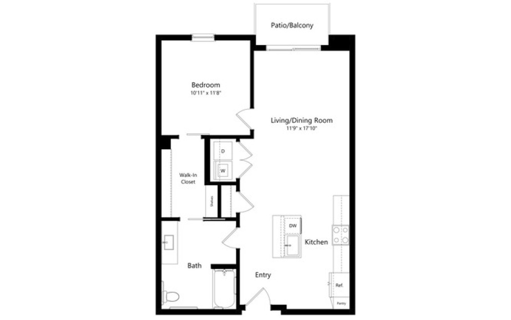 1F_A - 1 bedroom floorplan layout with 1 bathroom and 823 square feet 1F_A - 1 bedroom floorplan layout with 1 bathroom and 823 square feet