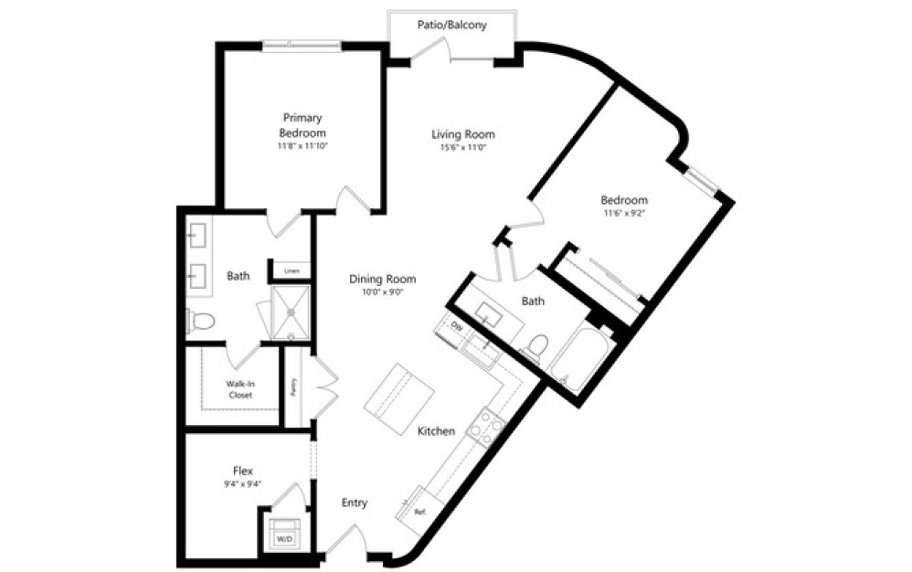 2F_B - 2 bedroom floorplan layout with 2 bathrooms and 1205 - 1206 square feet 2F_B - 2 bedroom floorplan layout with 2 bathrooms and 1205 - 1206 square feet